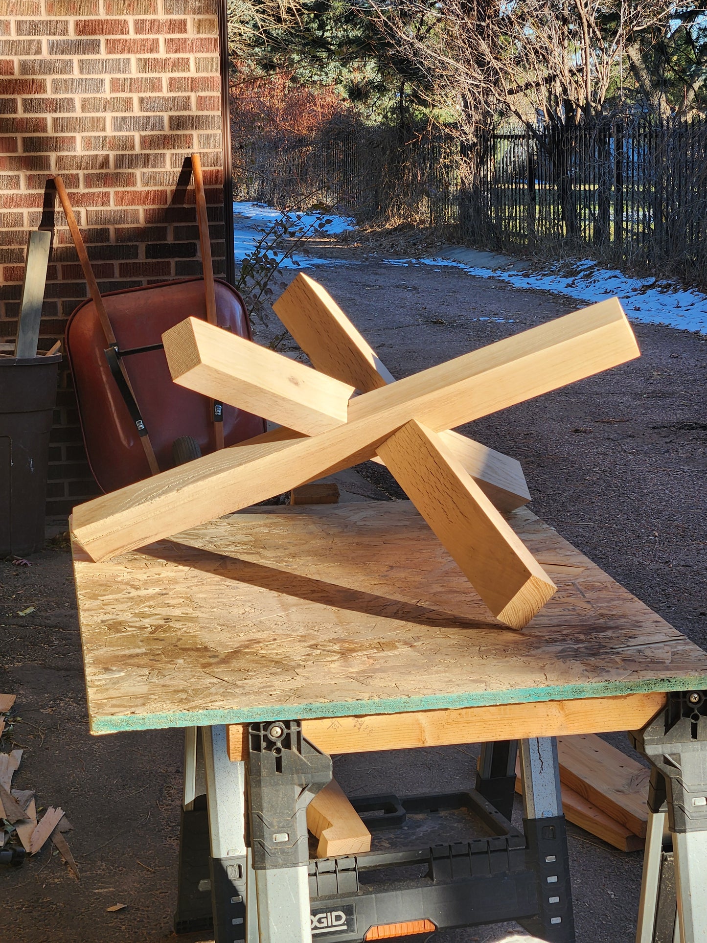 3-Sided Solid Oak Table Base